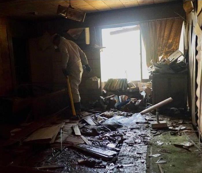 Post flood damage of a living room