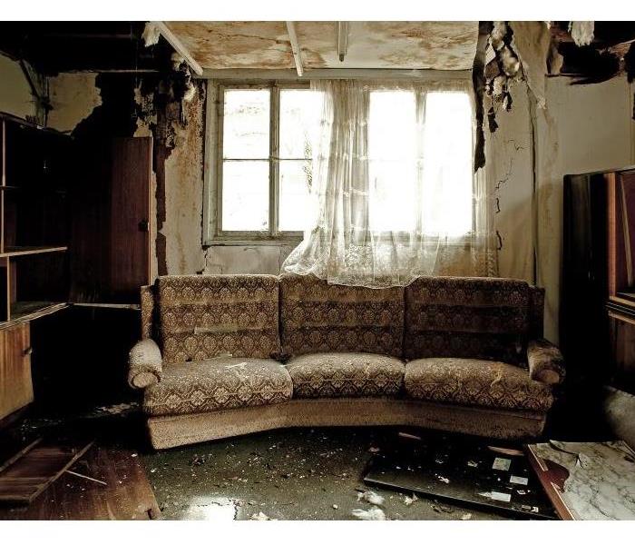 Fire damage in a room